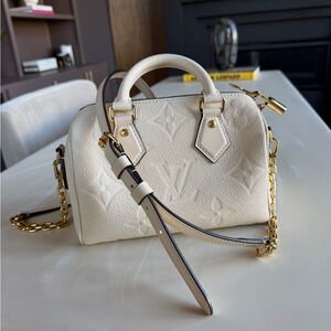 Louis Vuitton Creme Monogram Empreinte speedy bandouliere 20